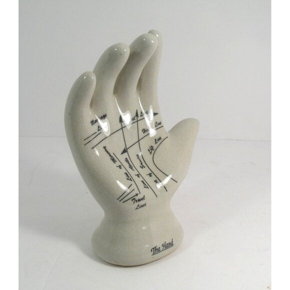 Ceramic Palmistry Hand With Labeled Lines For Fortune Telling or Funky Cool Déco - Picture 8 of 11